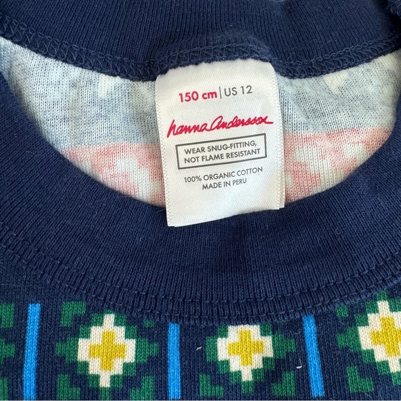 Hanna Andersson kids holiday long John pajama set | size 12 - Picture 3 of 4